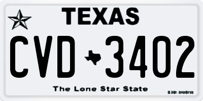 TX license plate CVD3402