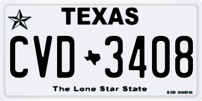 TX license plate CVD3408