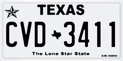 TX license plate CVD3411