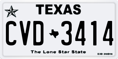 TX license plate CVD3414