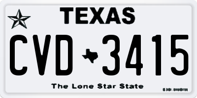 TX license plate CVD3415