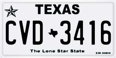 TX license plate CVD3416
