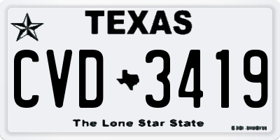 TX license plate CVD3419