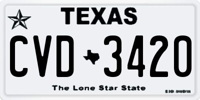 TX license plate CVD3420