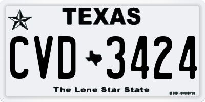 TX license plate CVD3424