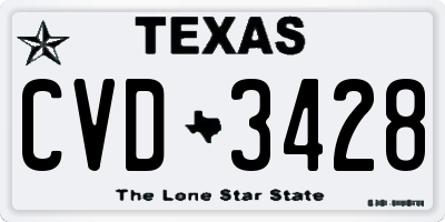 TX license plate CVD3428