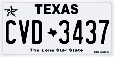TX license plate CVD3437