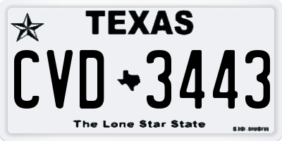 TX license plate CVD3443
