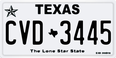 TX license plate CVD3445