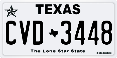 TX license plate CVD3448