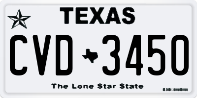 TX license plate CVD3450
