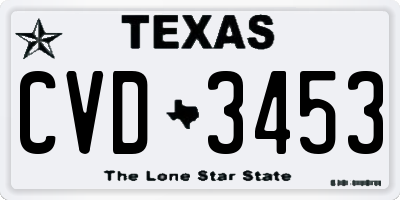 TX license plate CVD3453