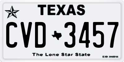 TX license plate CVD3457