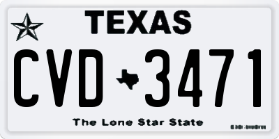 TX license plate CVD3471