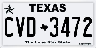 TX license plate CVD3472
