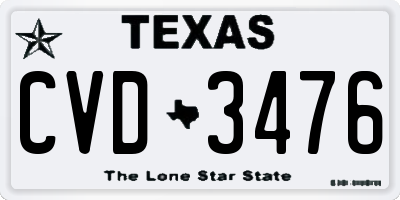 TX license plate CVD3476