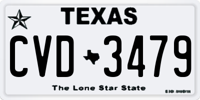 TX license plate CVD3479
