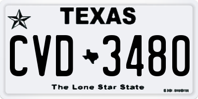 TX license plate CVD3480