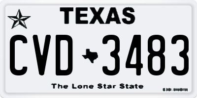 TX license plate CVD3483