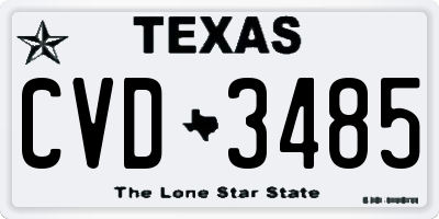 TX license plate CVD3485