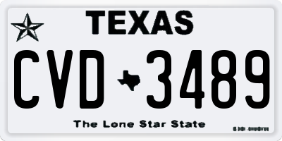 TX license plate CVD3489