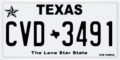 TX license plate CVD3491