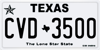 TX license plate CVD3500