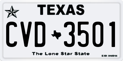 TX license plate CVD3501