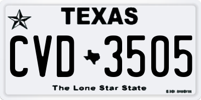 TX license plate CVD3505