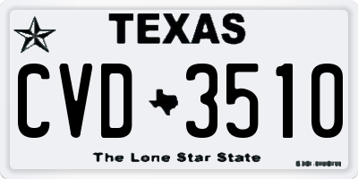 TX license plate CVD3510