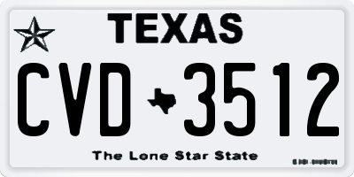 TX license plate CVD3512