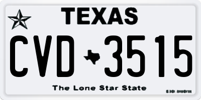 TX license plate CVD3515