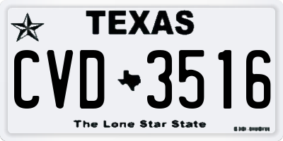 TX license plate CVD3516