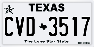 TX license plate CVD3517