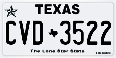 TX license plate CVD3522