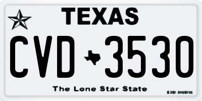 TX license plate CVD3530