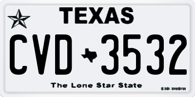 TX license plate CVD3532
