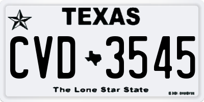 TX license plate CVD3545