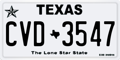 TX license plate CVD3547