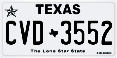 TX license plate CVD3552