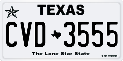 TX license plate CVD3555
