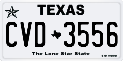 TX license plate CVD3556