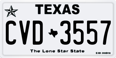 TX license plate CVD3557