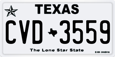 TX license plate CVD3559