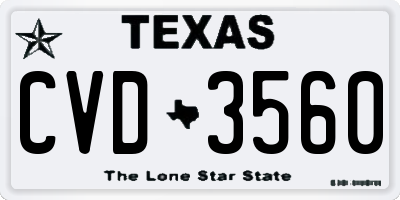 TX license plate CVD3560