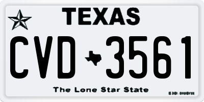 TX license plate CVD3561