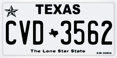 TX license plate CVD3562