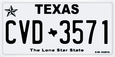 TX license plate CVD3571