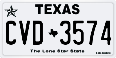 TX license plate CVD3574