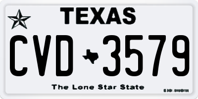 TX license plate CVD3579
